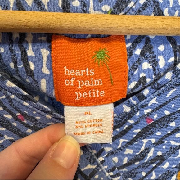 Hearts of Palm Blue and White Fitted Ribbed Blouse Women’s Size Petite Large - Picture 6 of 12